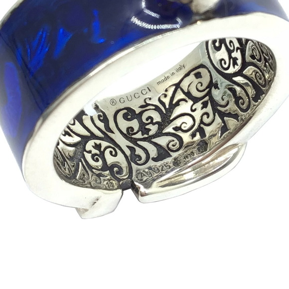 Gucci Ring No. 13 14 GUCCI Men's Women's Unisex Garden Cat Silver Blue 498500... - Picture 3 of 5